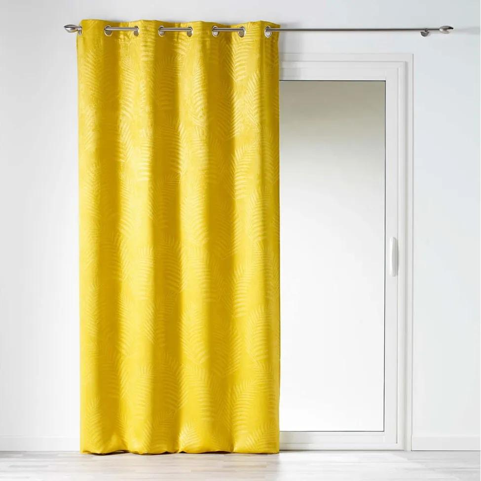 Sárga sötétítő függönyök trópusi motívummal 140x240 cm 140x240