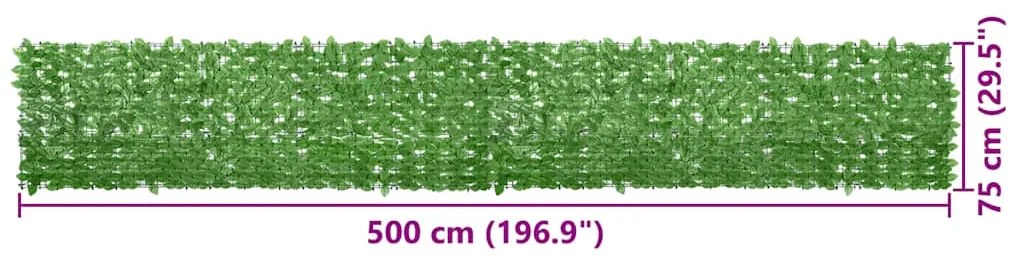 zöld leveles erkélyparaván 500 x 75 cm