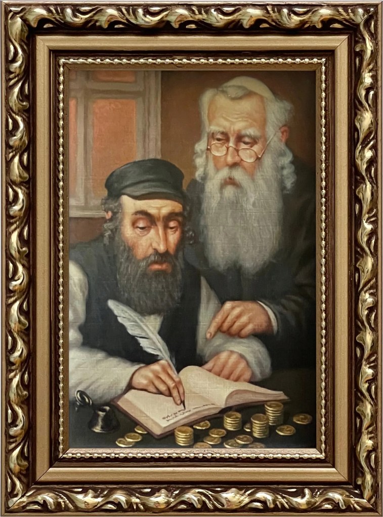 Vászonkép 19x14 Pénzszámláló Zsidó Arany Díszített Ajándék Keret