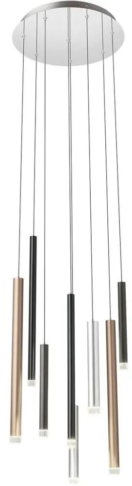 Redo 01-2053 - LED Csillár zsinóron MADISON 8xLED/4W/230V fényezett króm/fekete/réz