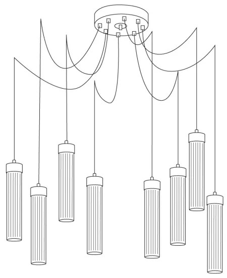 Kolarz 6009.30850 - Csillár zsinóron RAGGIO 8xE14/25W/230V pók ezüst