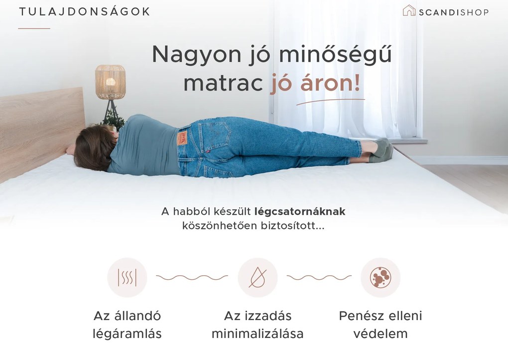 Hab matrac DELUXE  80 x 200 cm Matracvédő: Matracvédő nélkül