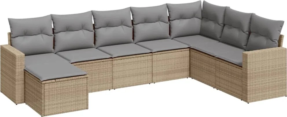 vidaXL 8 részes bézs polyrattan kerti ülőgarnitúra párnával