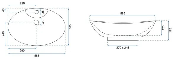 REA-U0160 - ROSA ráültethető mosdó 38,5x58,5 cm kerámia/fényes fehér