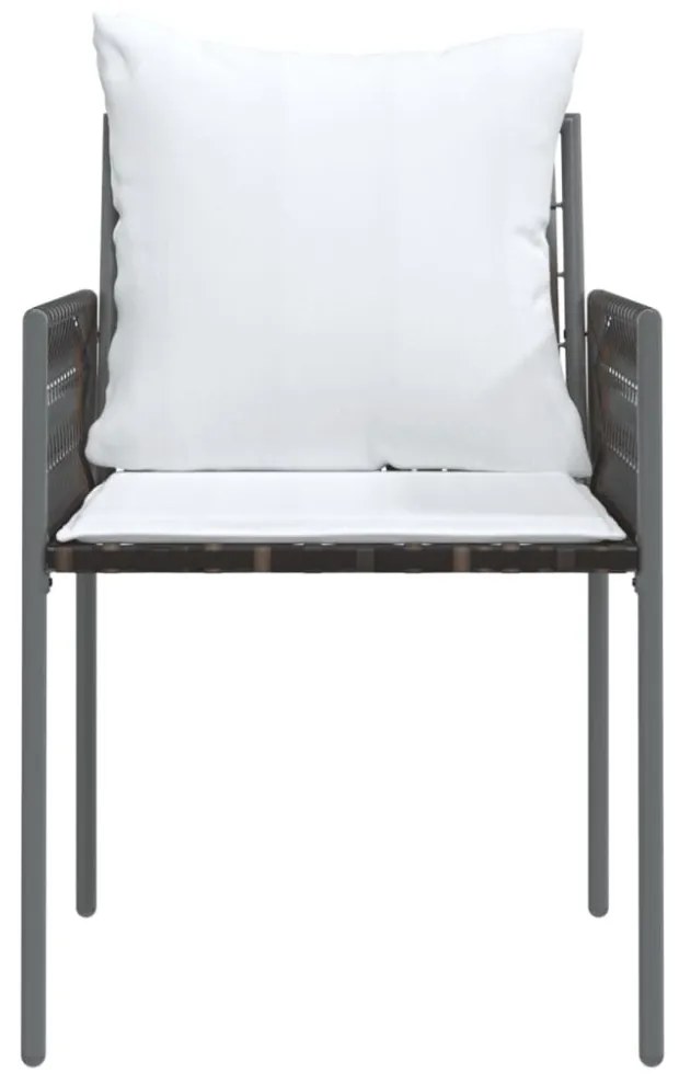 2 db barna polyrattan kerti szék párnával 54 x 61 x 83 cm
