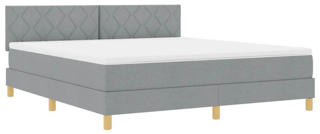 Box Spring Ágy matraccal, világosszürke, 180x200 cm, szövet