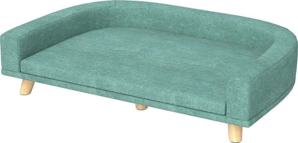 PawHut Kutya Kanapé, Pet Sofa Macska Kanapé Párnával, Nagy Kutyák számára, Zöld, 98 x 67 x 25 cm | Aosom