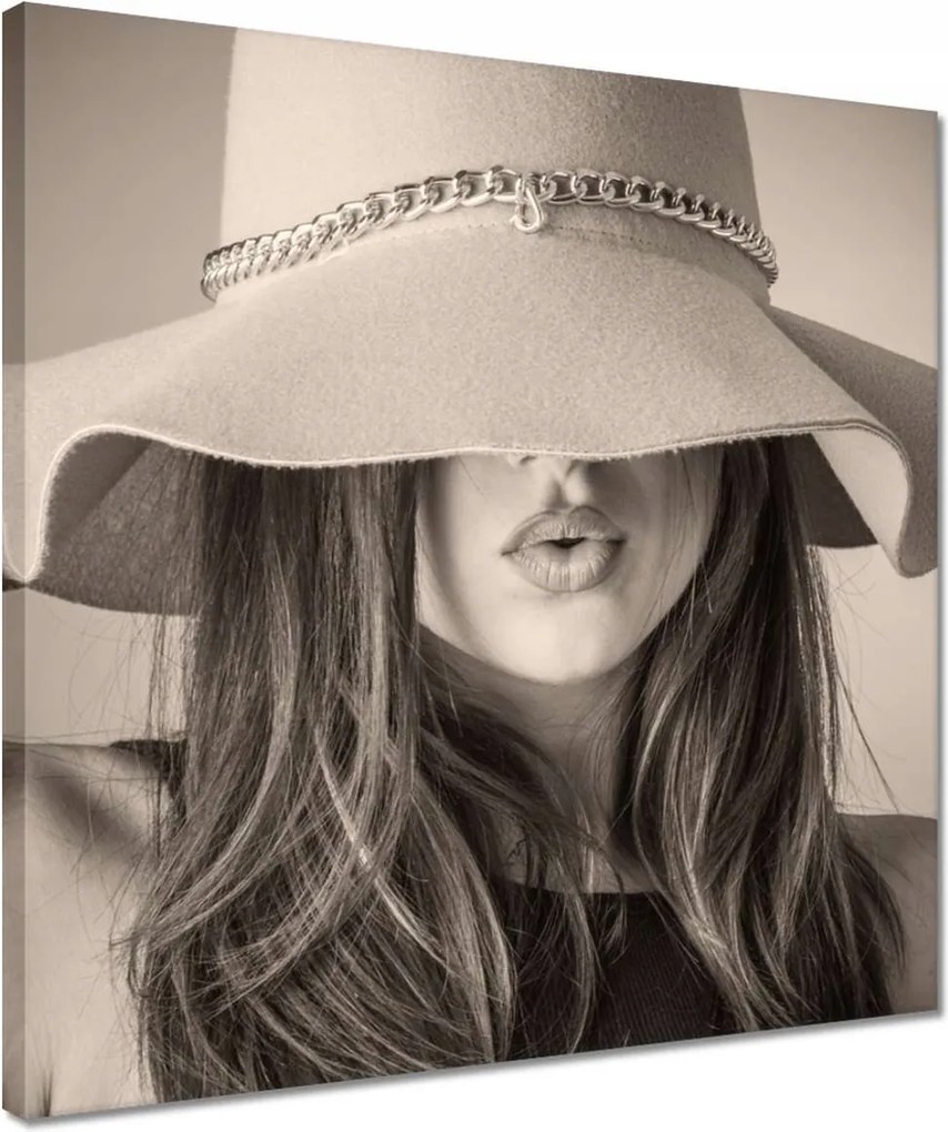 Vászonkép 40x40 Szűz a kalapban Stílus