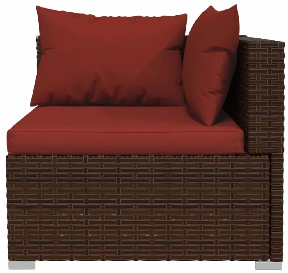 vidaXL 10 részes barna polyrattan kerti bútorszett párnákkal