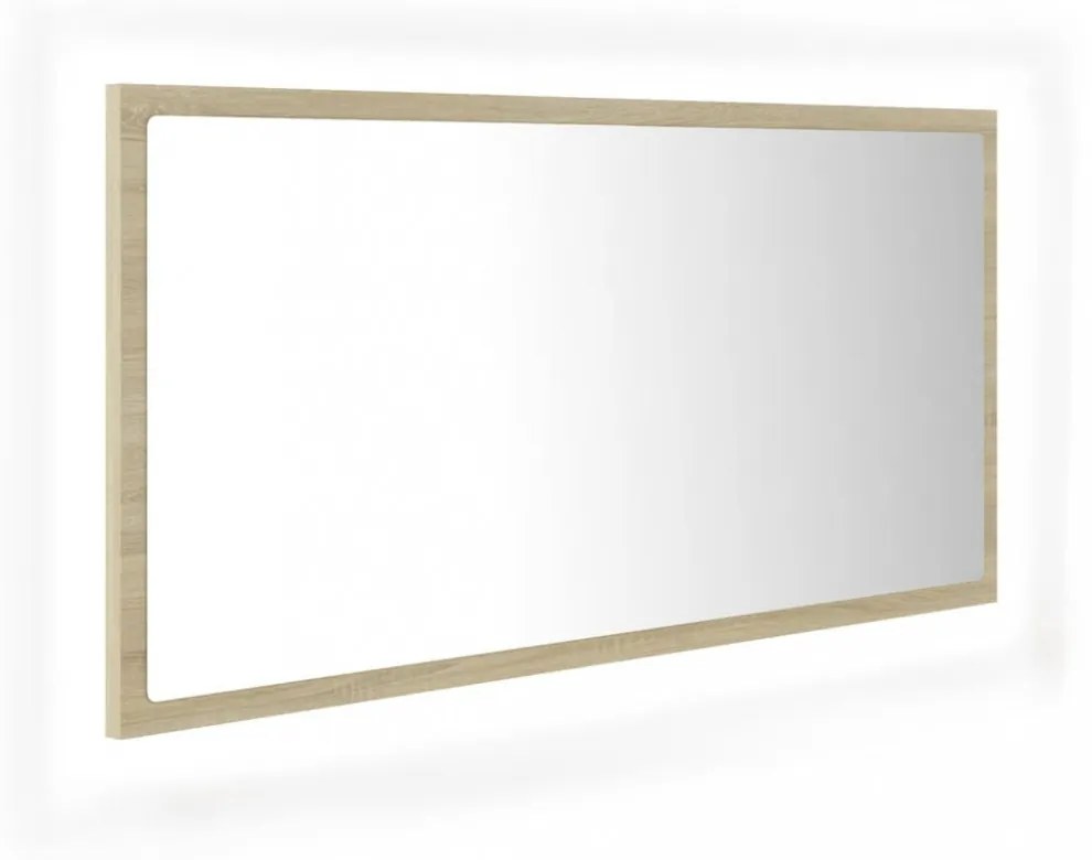 sonoma tölgy akril LED-es fürdőszobai tükör 90x8,5x37 cm