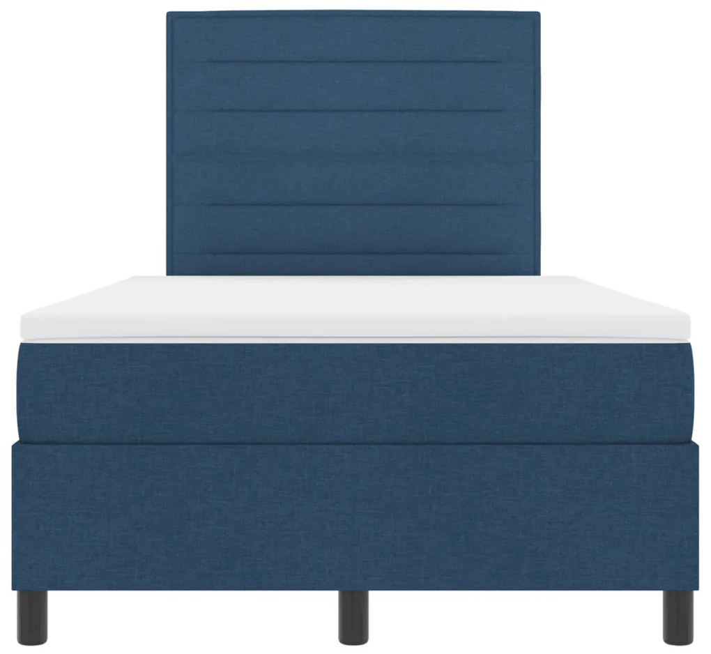 Box Spring Ágy Mattal Kék Kicsi Dupla Szövet