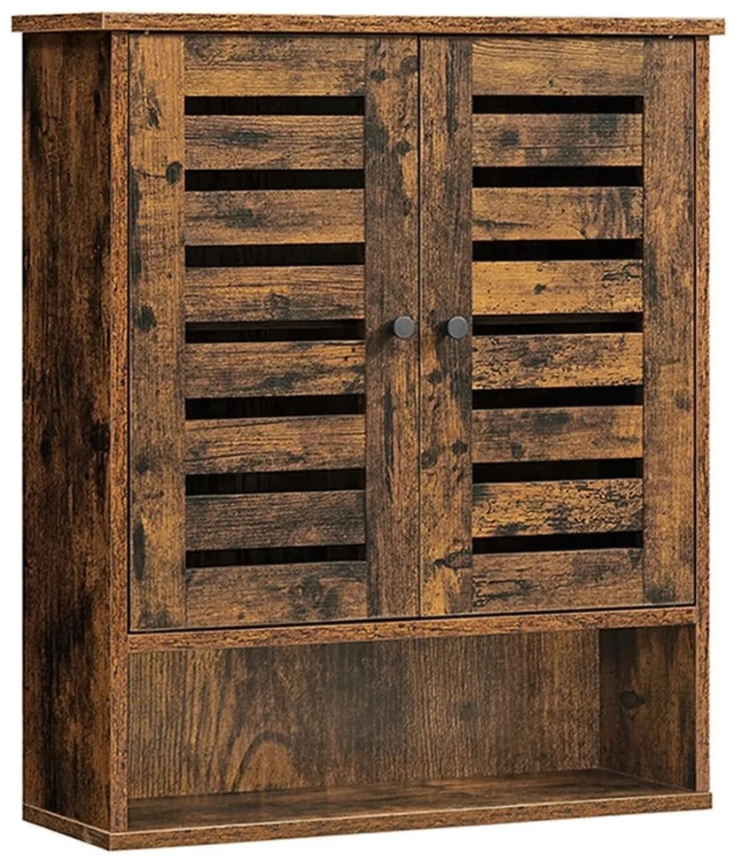 Fali fürdőszoba szekrény, két ajtós, rusztikus barna 60x20x70cm