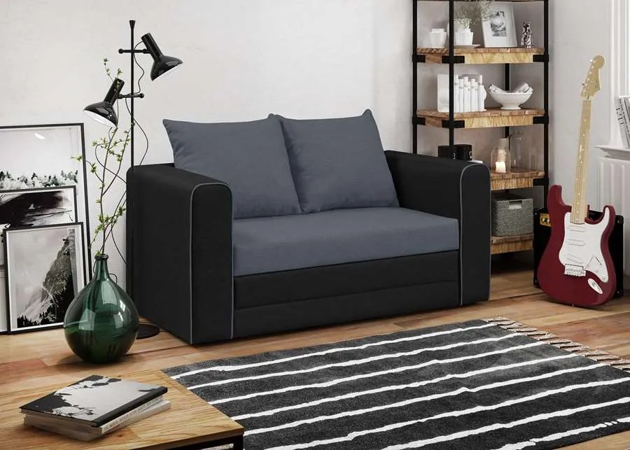BELLA Kétszemélyes kinyitható kanapé Szürke/fekete