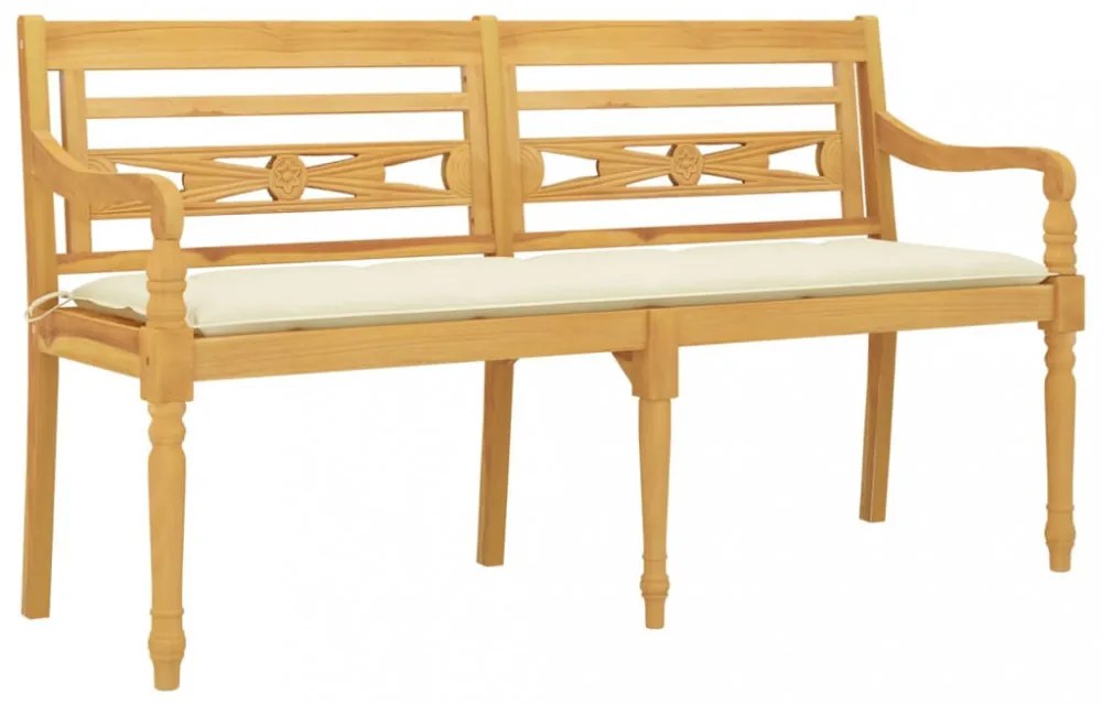 tömör tíkfa Batavia pad krémszínű párnával 150 cm
