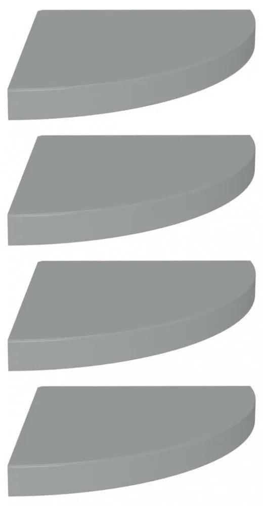 4 db szürke MDF lebegő sarokpolc 35 x 35 x 3,8 cm