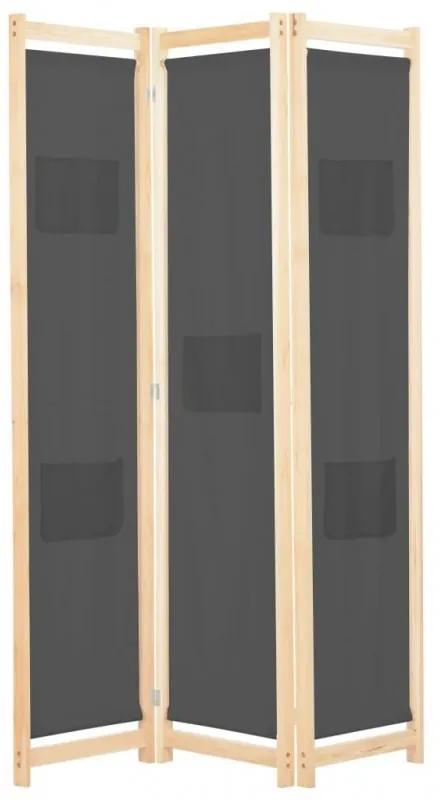 Szürke 3-paneles szövetparaván 120 x 170 x 4 cm