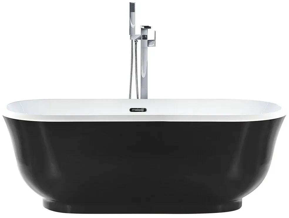 Fekete szabadon álló fürdőkád 170 x 77 cm TESORO Beliani