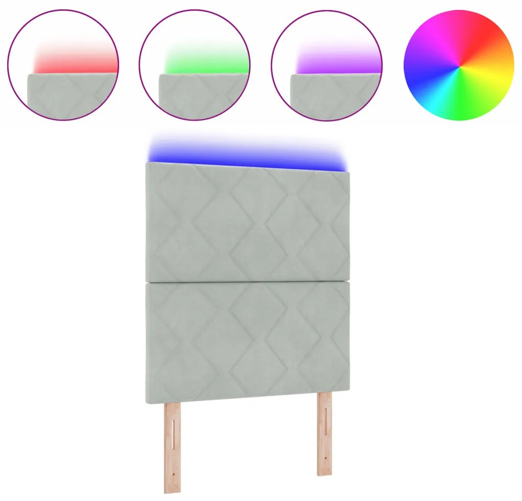 LED fejtámla Gyémánt blokkok dizájn Világosszürke 80 cm bársonyos