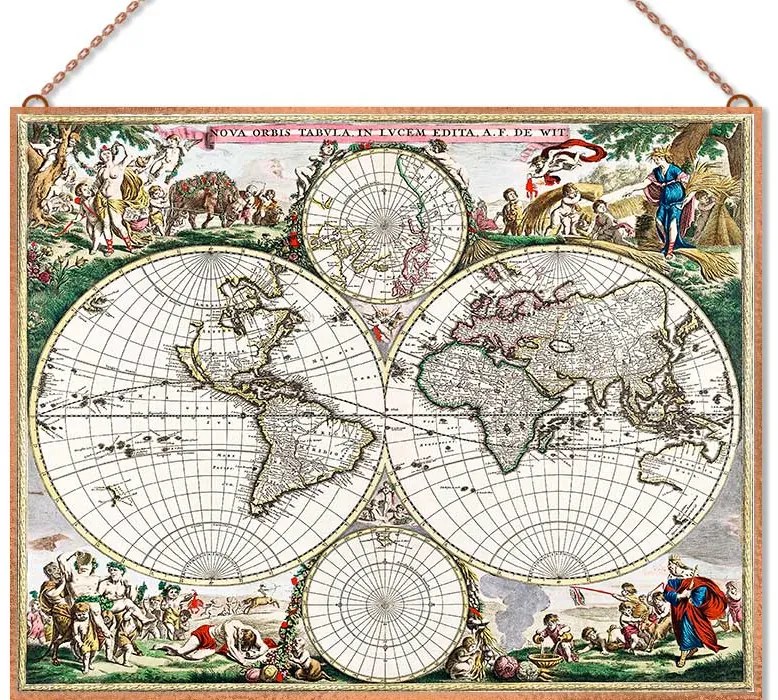 Antik térkép-Nova Orbis Tabula üvegkép, falikép