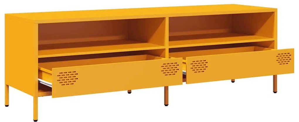 mustársárga hidegen hengerelt acél TV-szekrény 135x39x43,5 cm