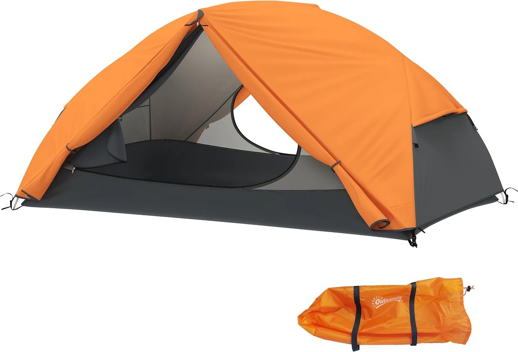 Outsunny 2 Fős Kempingtábor Hálózsák 2 Előszobával, Vízálló Kupola Sátor 2 Ajtóval, 2 Rácsos Ablakkal, Belső Zsebekkel és Szállítótáskával Túrázáshoz,