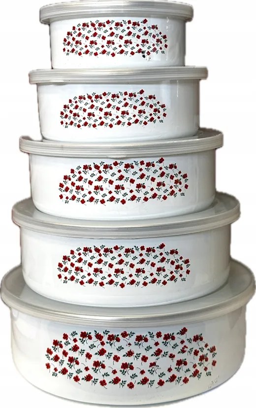 5 db-os zománcozott tál szett fedővel 625