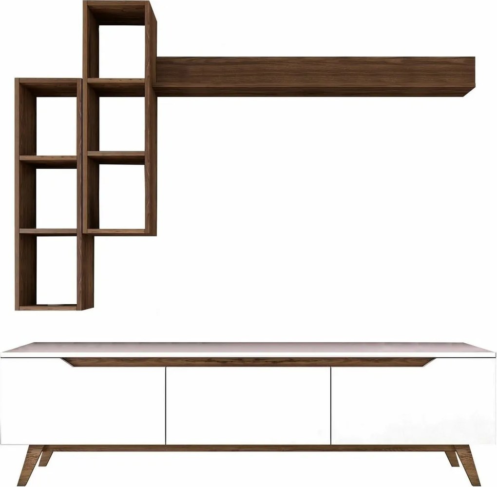 Mia Walnut and White TV fal