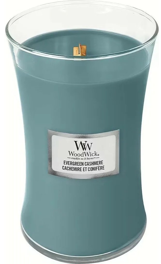 WoodWick Illatos gyertya nagy váza Evergreen Cashmere, 609 g