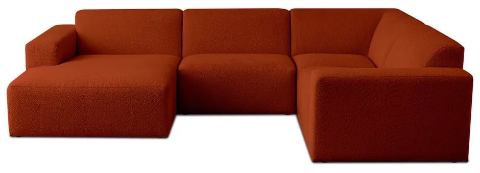 Téglavörös buklé sarokkanapé (U alakú) Roxy – Scandic