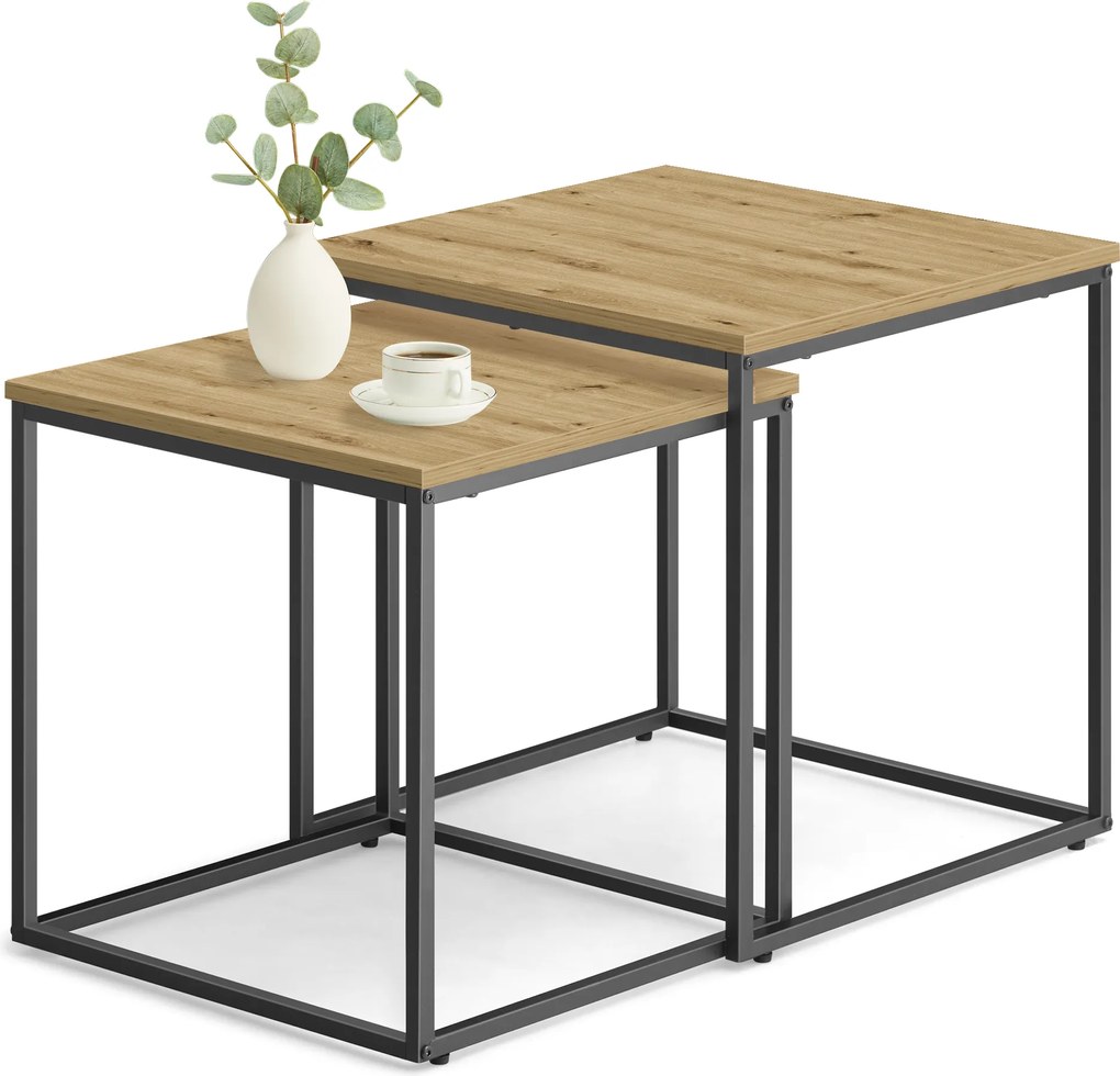 2 db-os QUADRO konferencia asztal szett, tölgy artisan dekor