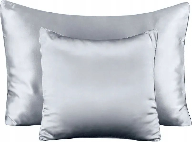 100% Selyem párnahuzat 50x70 párnahuzat Ágyneműhuzat világos ezüst