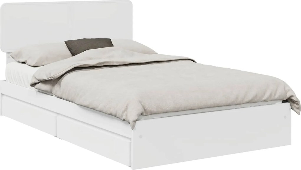 vidaXL Tárolós Ágy fejtámlával fiókkal Fehér 120 x 190 cm Faanyag