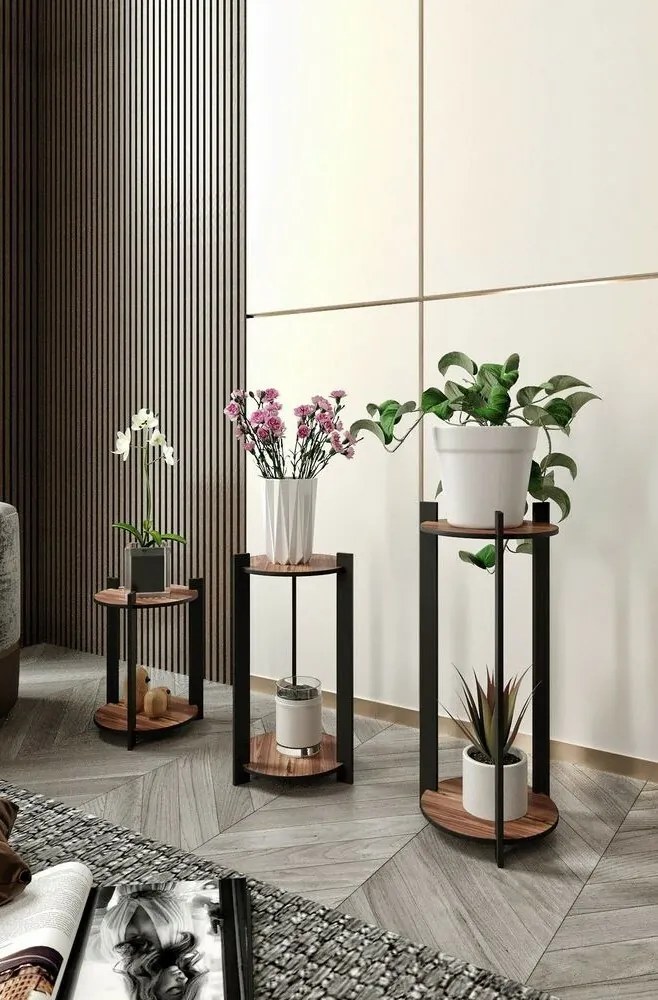 Virágállvány Flower Desk Round - Walnut