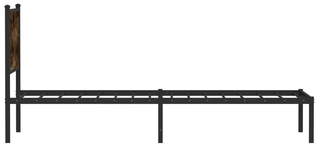 füstös tölgy színű fém ágykeret matrac nélkül 90 x 200 cm