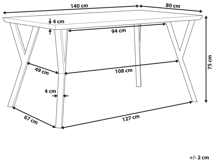 Egyedi Sötét Fa Asztal Fekete Lábazattal 140 x 80 cm BRAVO Beliani