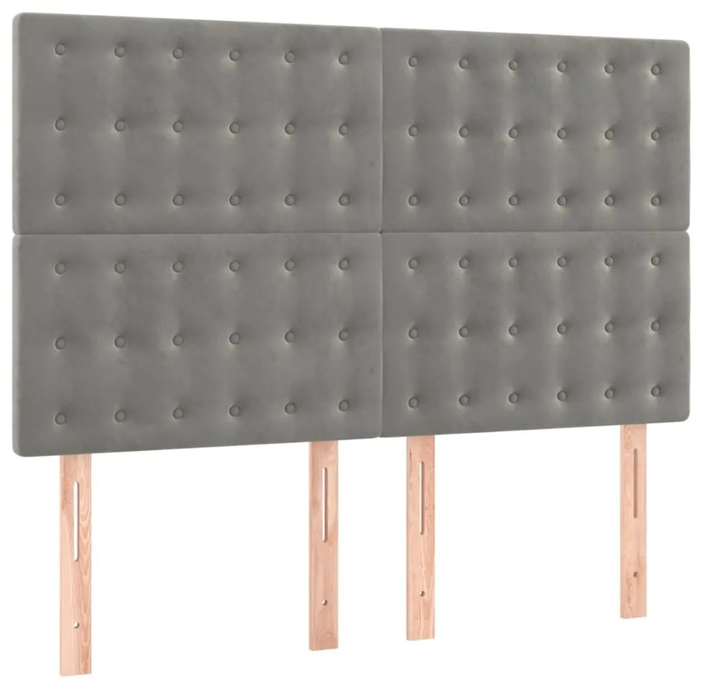4 db világosszürke bársony fejtámla 72 x 5 x 78/88 cm