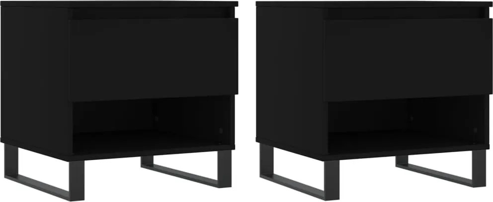 vidaXL 2 db fekete szerelt fa dohányzóasztal 50 x 46 x 50 cm