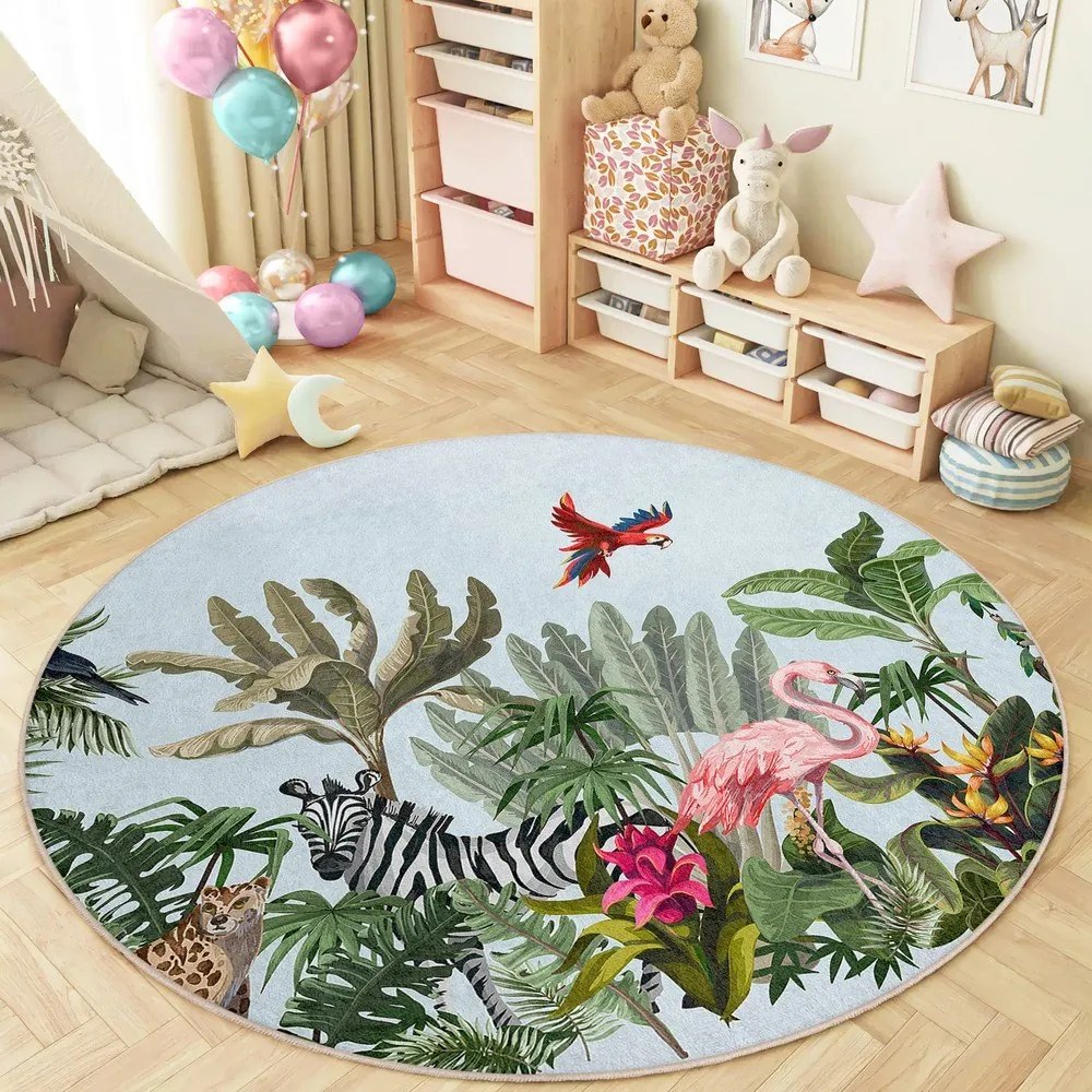 Mosható gyerek szőnyeg ø100 cm Jungle – Mila Home