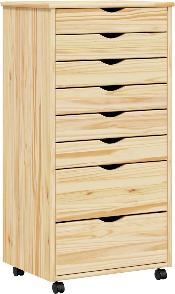 vidaXL Görgős szekrény fiókokkal MOSS Tiszta lakk 53 x 39 x 103 cm