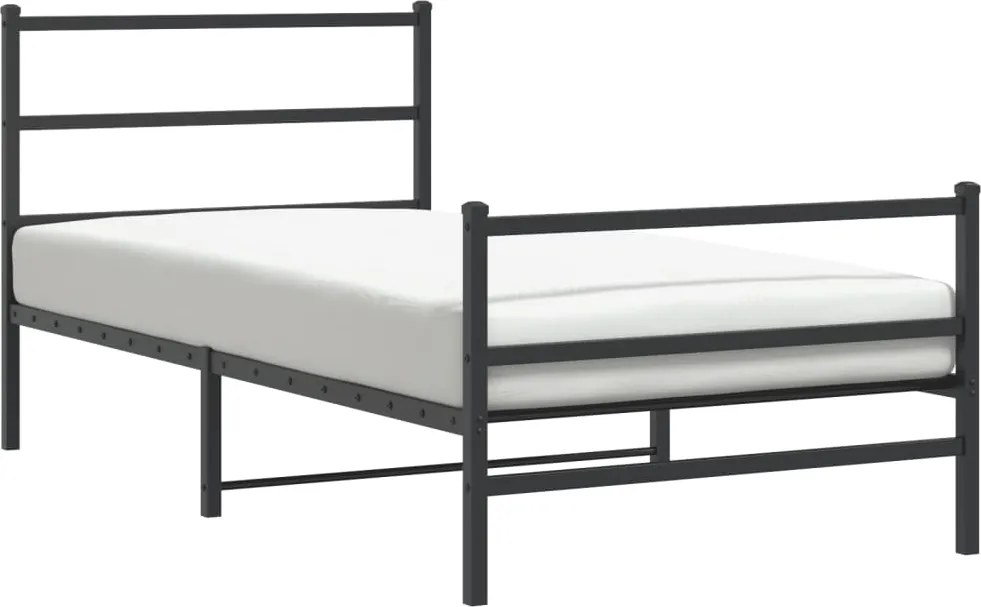 vidaXL fekete fém ágykeret fej- és lábtámlával 100 x 190 cm