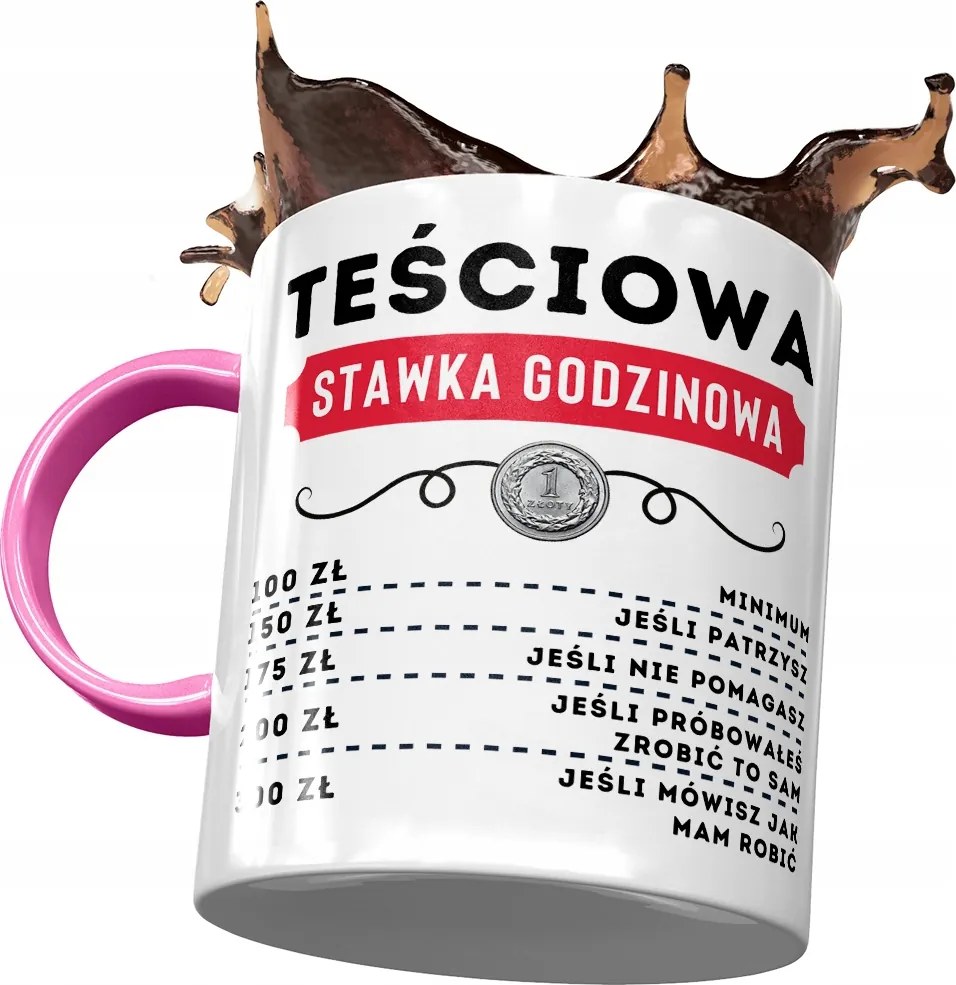 Rózsaszín bögre anyósnak, fényképes nyomott mintás ajándék