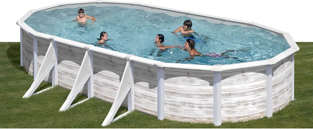 PONTAQUA NORDIC 500 x 300 x 120 cm ovális medence szkimmerrel, befúvóval, antikolt fa szín