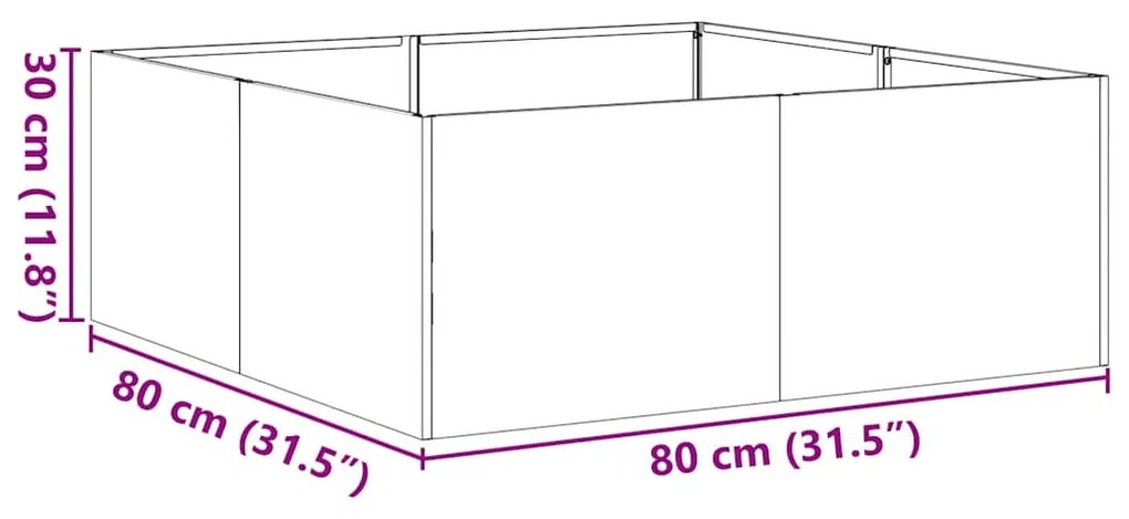 antracitszürke acél növénytartó 80x80x30 cm