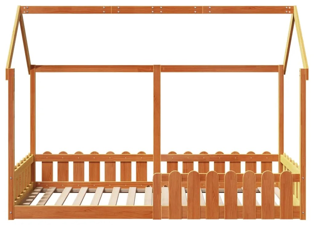 viaszbarna tömör fenyőfa házikó gyerekágykeret 90 x 190 cm