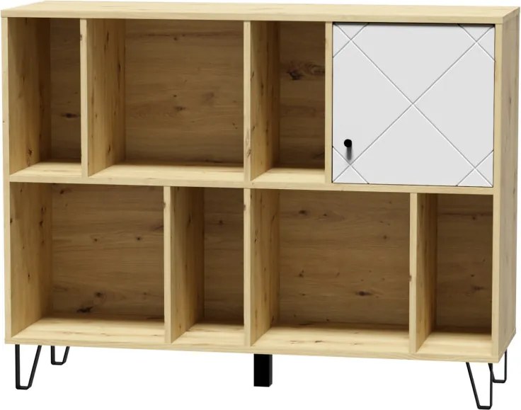 Polcos szekrény 1 ajtós Artisan tölgy / fehér matt színkombinációban – BILBAO BL09