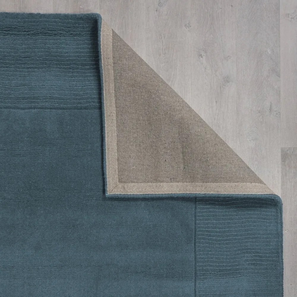 Kék kézi szövésű gyapjú szőnyeg 160x230 cm Textured Wool Border – Flair Rugs