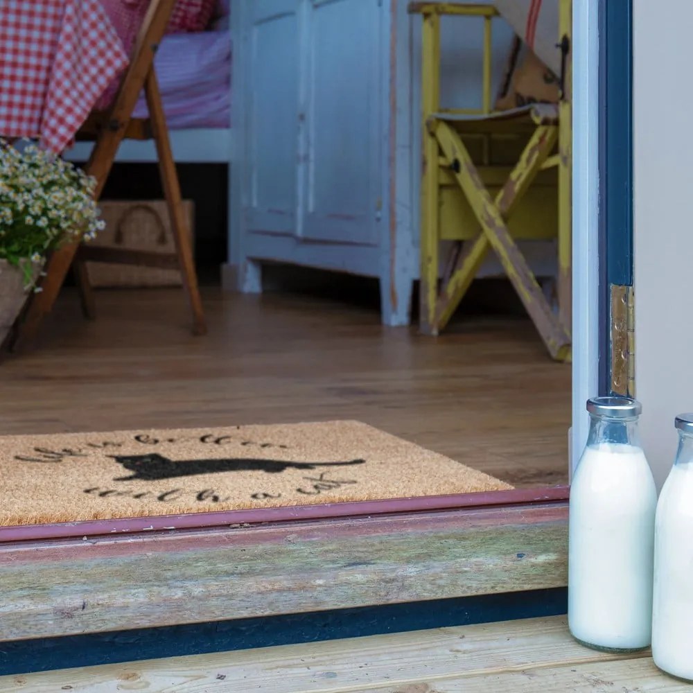 Kókuszrost lábtörlő 40x60 cm Life Is Better With a Cat – Artsy Doormats