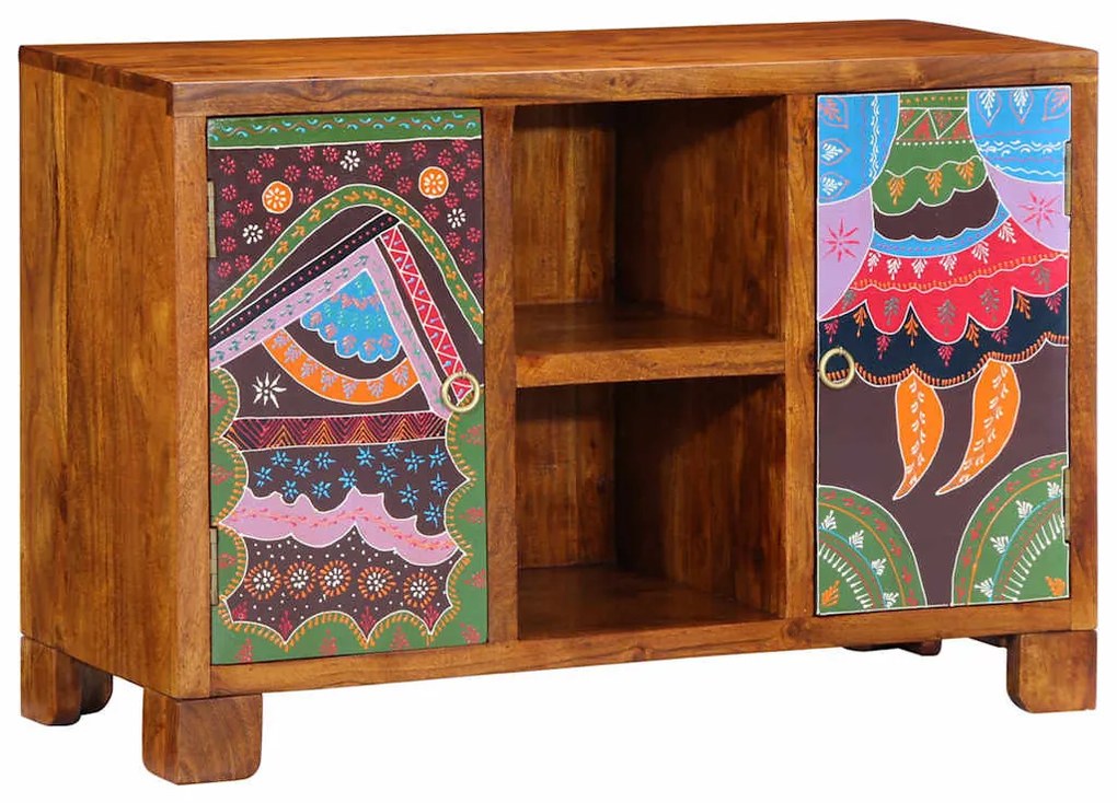 tömörfa akácfa többszínű komód 90x35x60