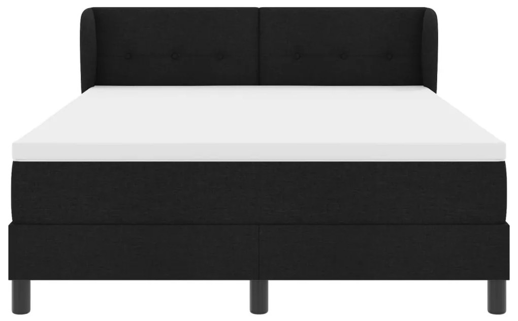 Boxspring Ágy Mattal Fekete 140x200 cm Szövet