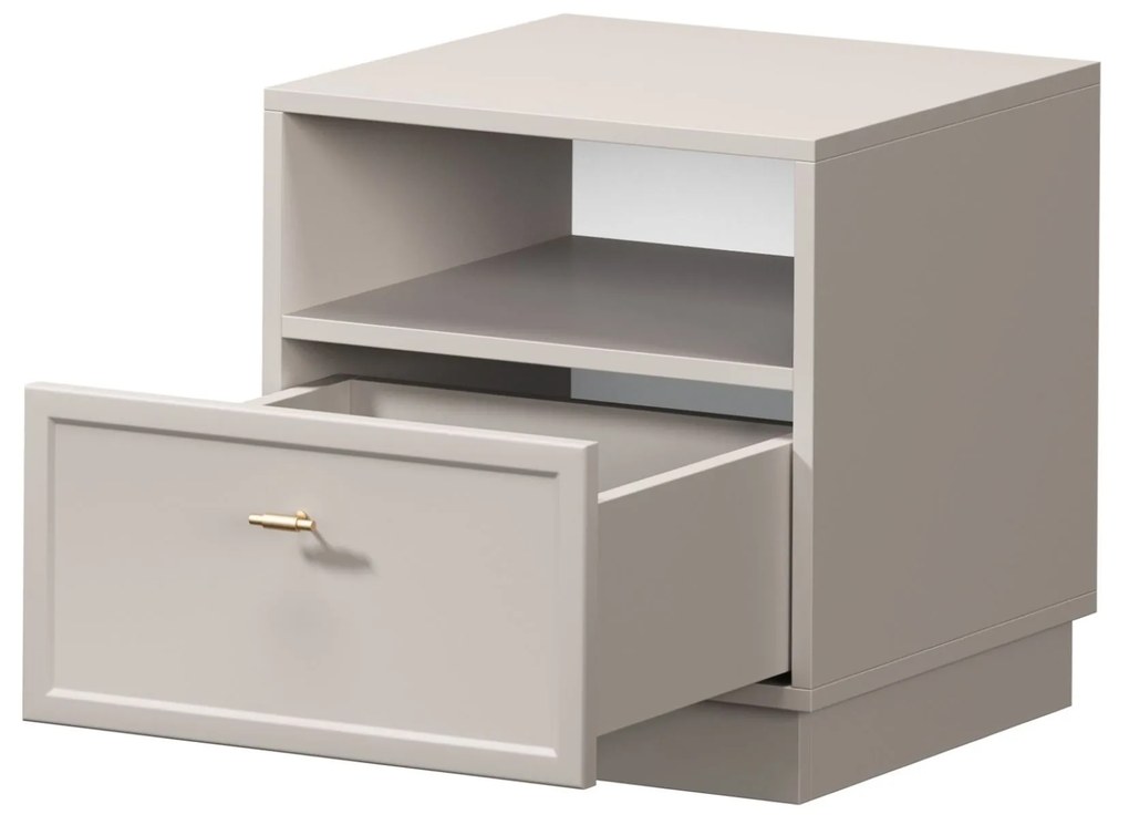 Lorini fiókos éjjeliszekrény 45 cm - kasmír / arany T-bar fogantyúk